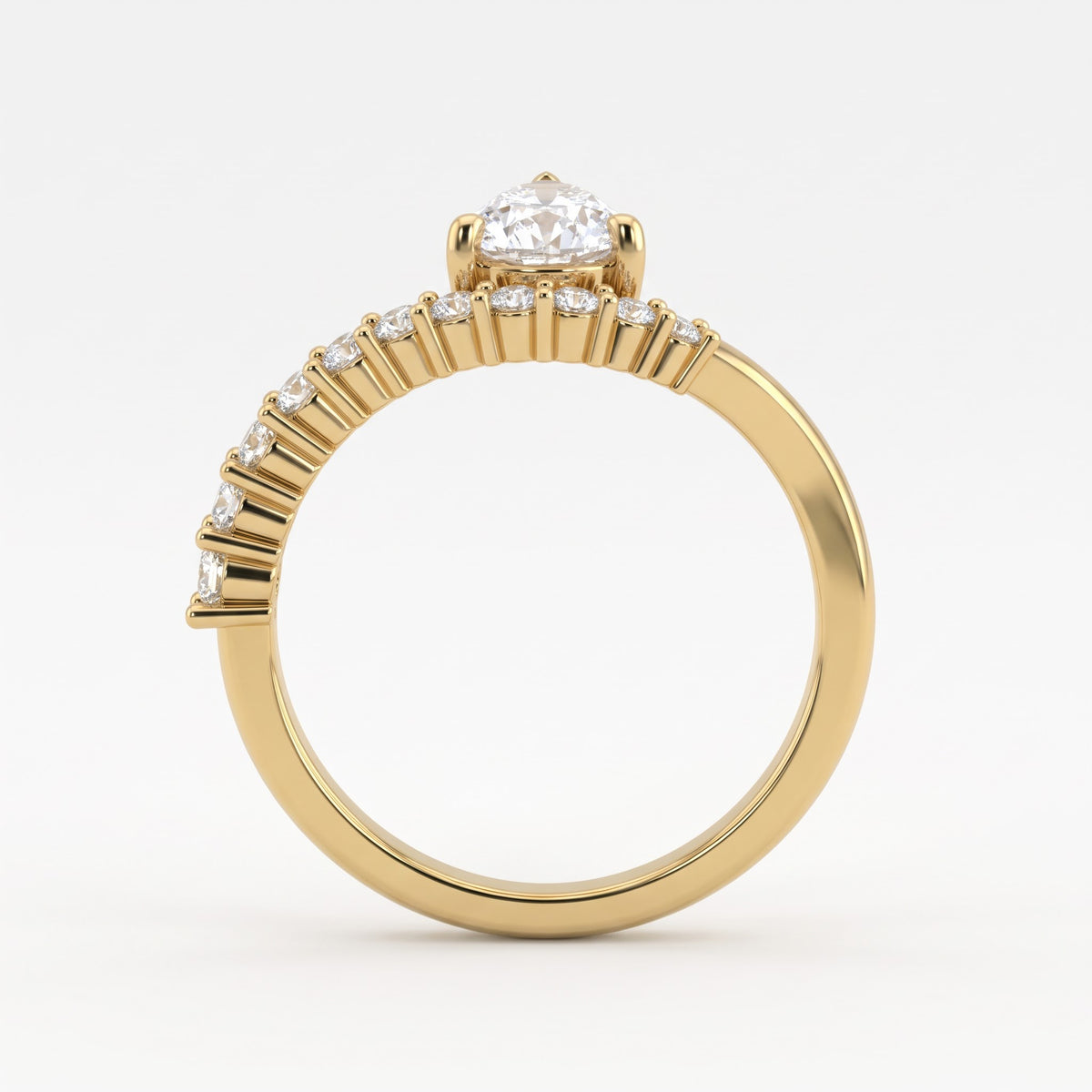 Celestine Aurielle Radiance Pear Diamond Side Stone Ring