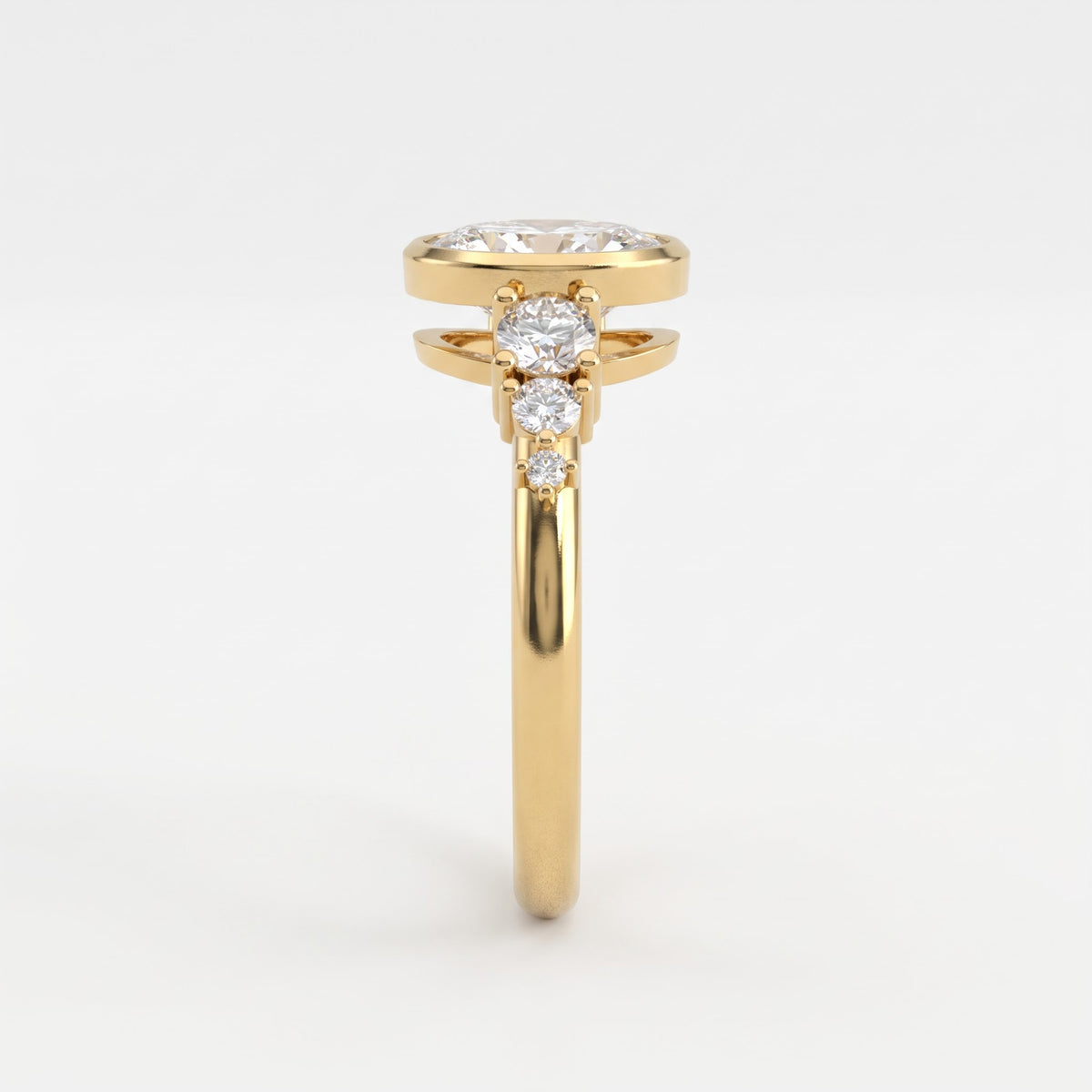 Aurelia Classic Oval Diamond Side Stone Ring