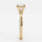 Round Brilliant Twisted Split-Shank Pavé Side Stone Engagement Ring