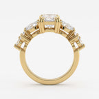 Aurelia Bloom Floral Radiant-Cut Diamond Side Stone Ring