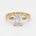 The Lumière Emerald Cut Diamond Twisted Pavé Side Stone Ring