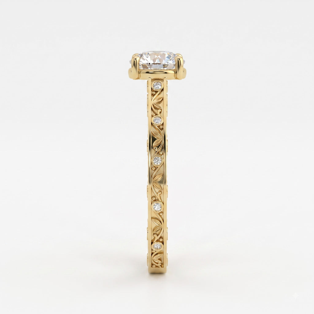 Lumière Heritage Round Cut Floral Filigree Vintage Ring