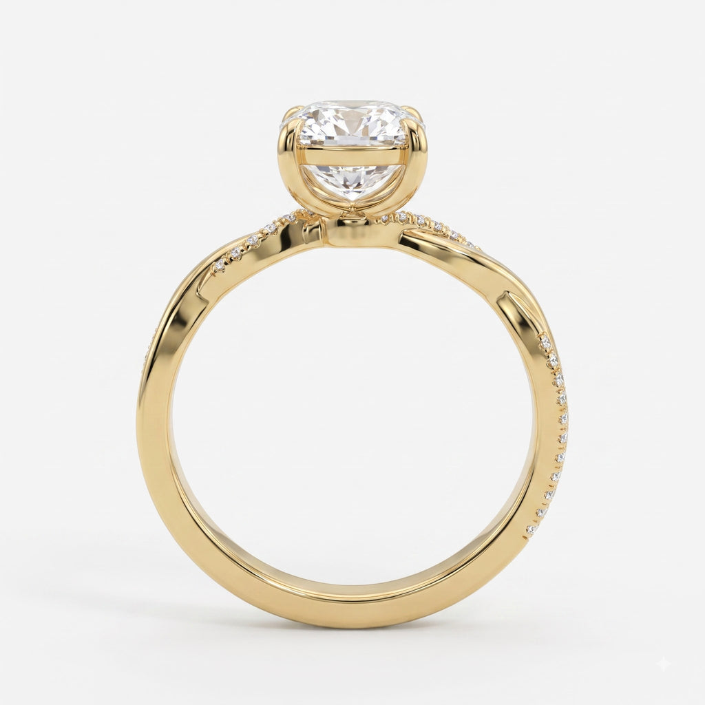 The Infinity Curve Cushion Diamond Side Stone Engagement Ring