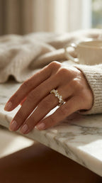 Alternating Baguette & Round Diamond Design Ring
