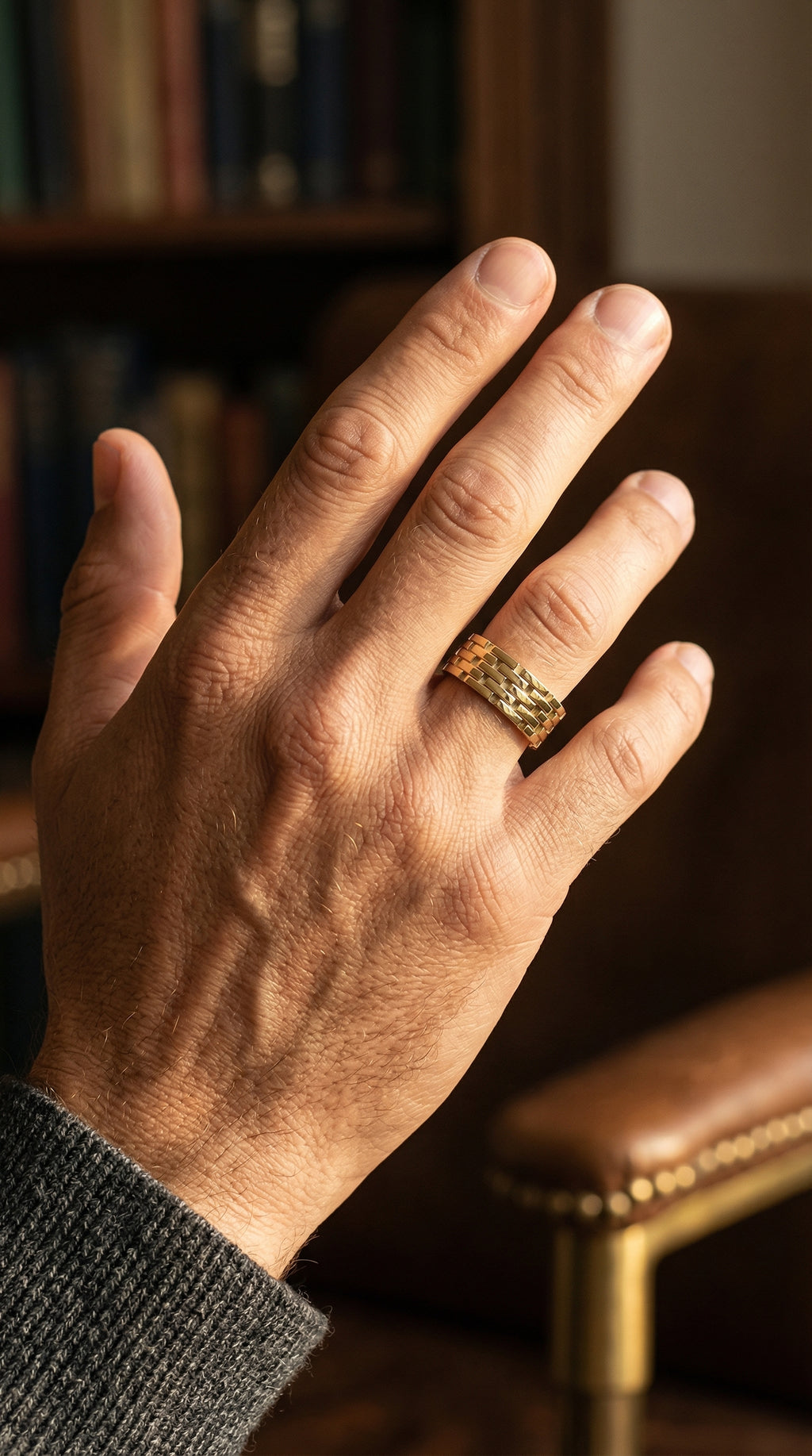 Architectural Linked Wedding Men's Ring