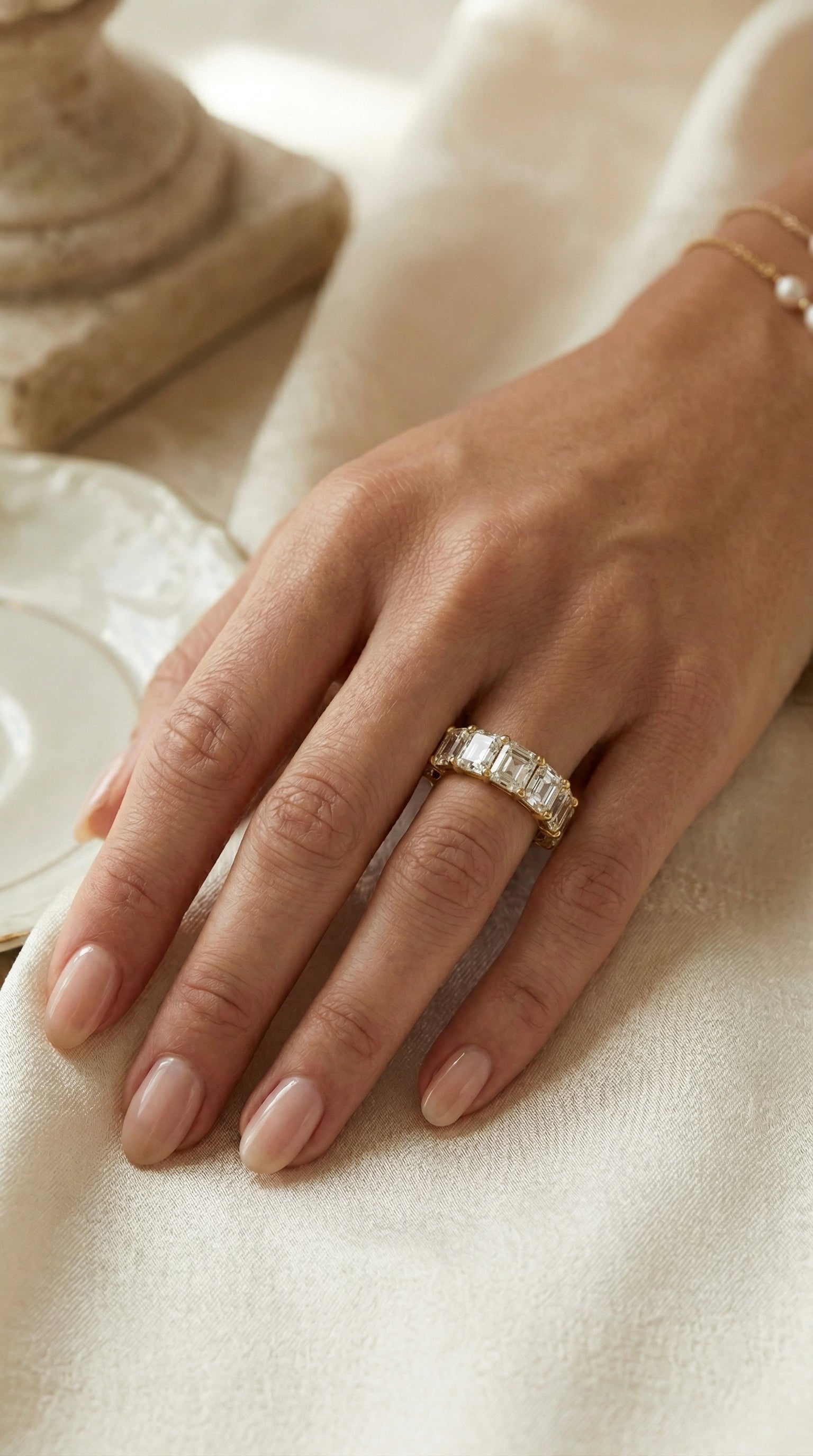 Ascher Cut Diamond Full Circle Ring
