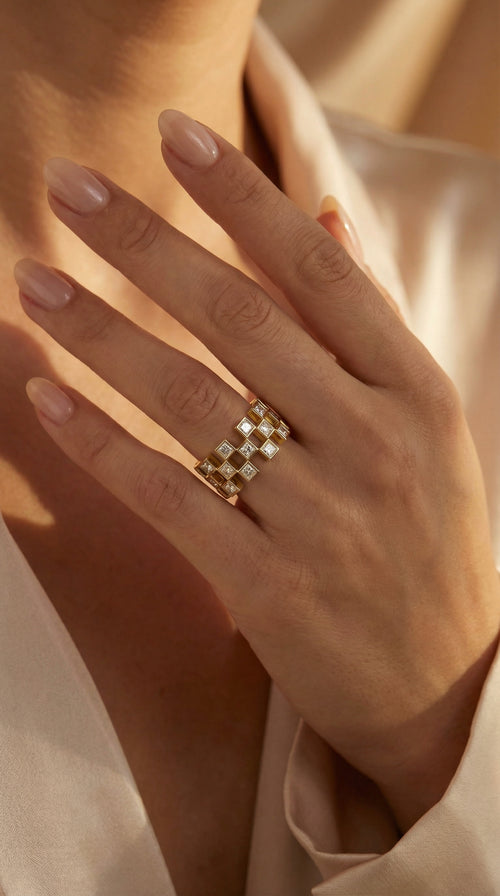Bold Geometric Princess Cut Diamond Band