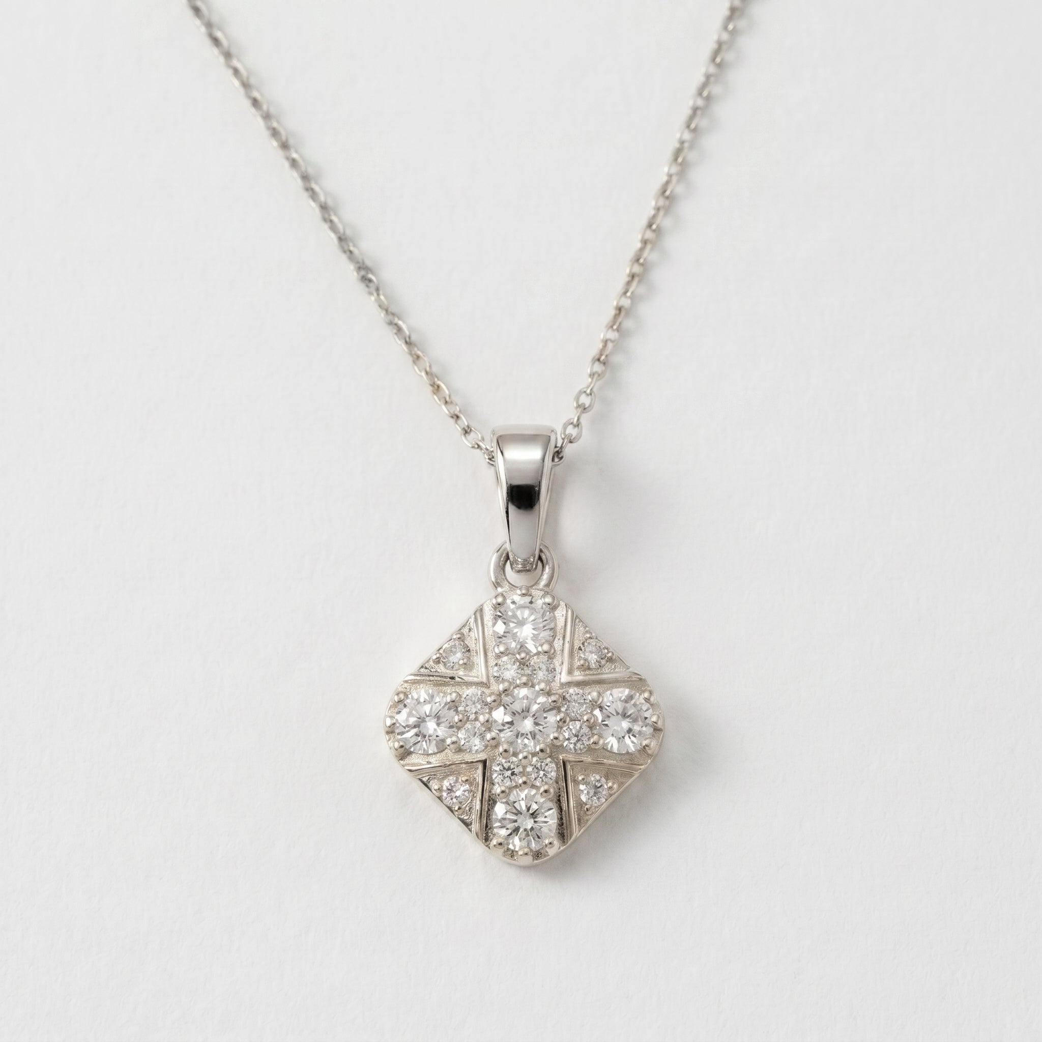Vintage Style Diamond Cross Pendant Necklace