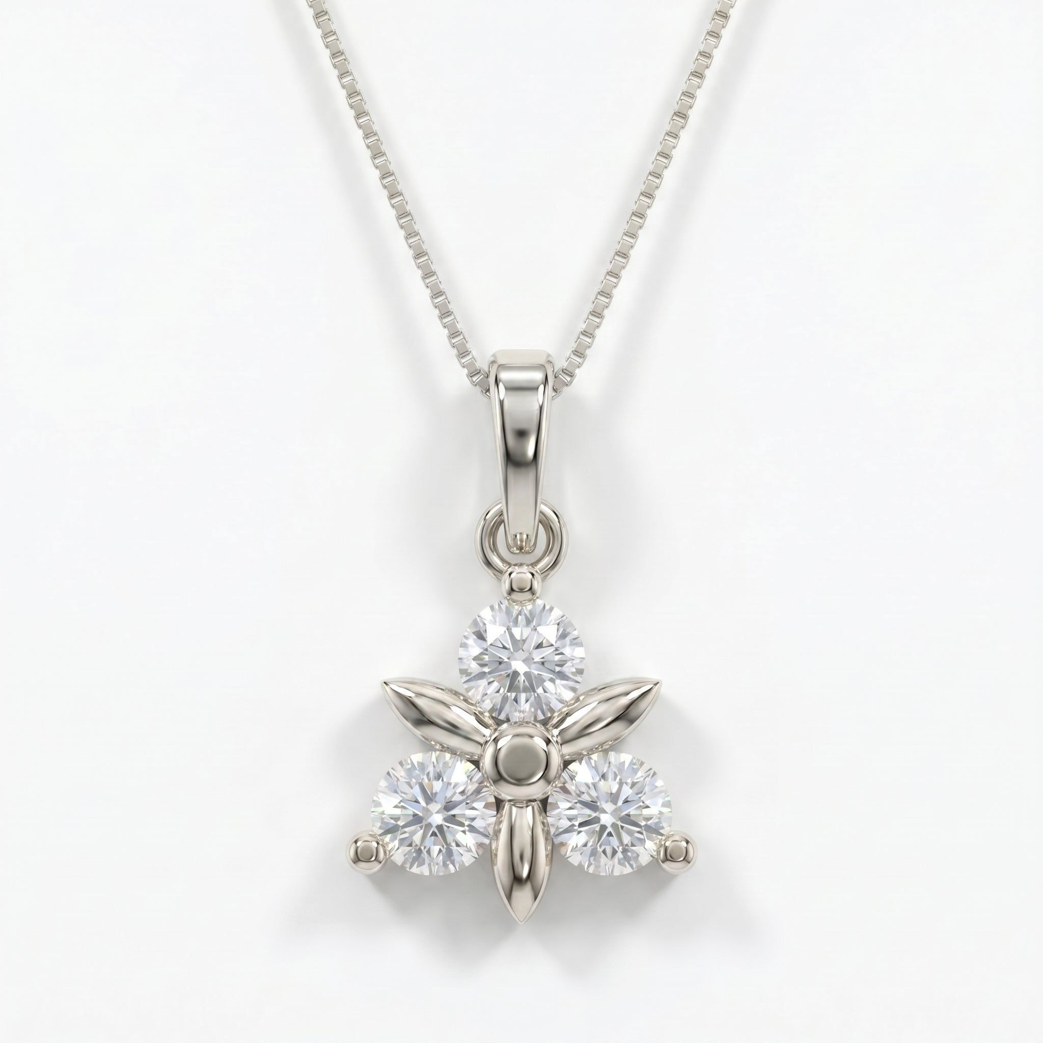 Elegant Floral Diamond Pendant Necklace