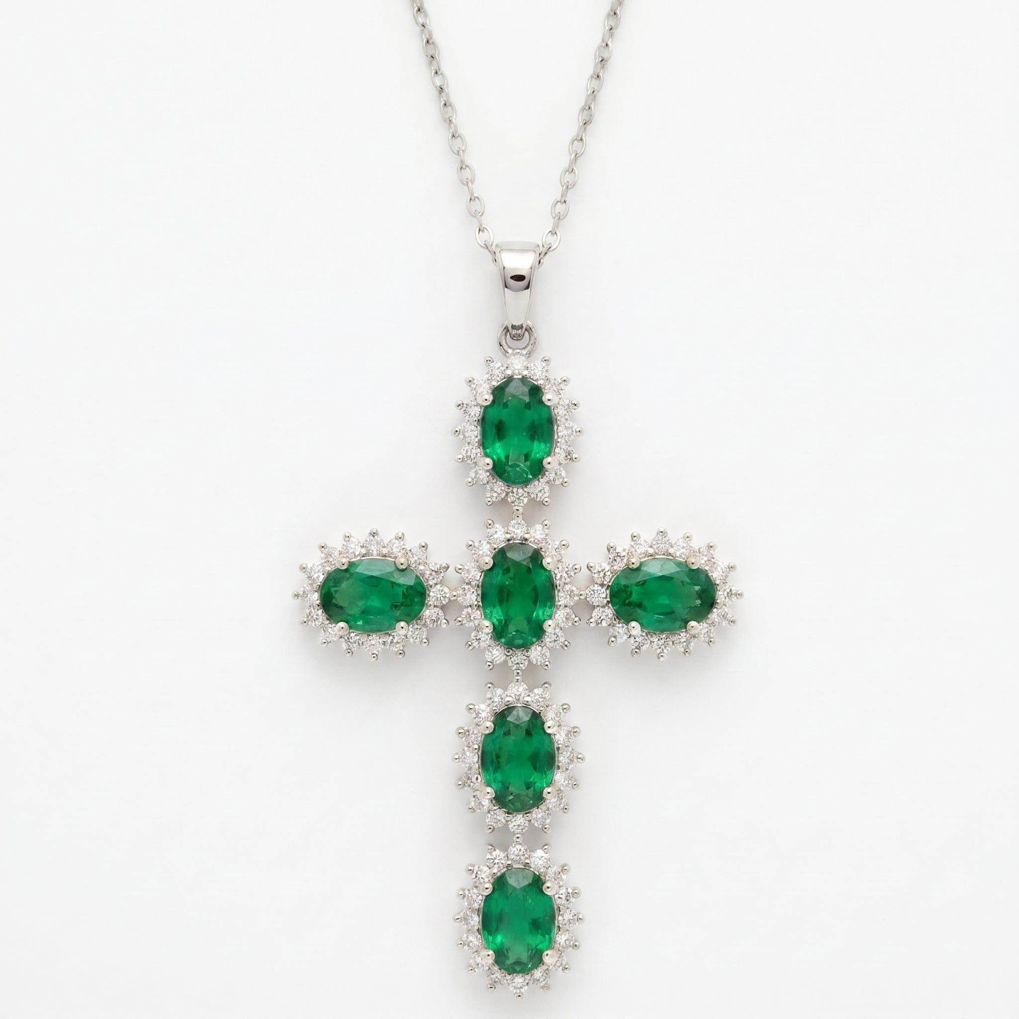 Sterling Oval-Cut Cross Pendant Necklace by Valam Design
