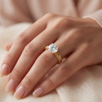 Vintage Inspired Regal Bloom Round Diamond Hidden Halo Ring