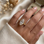 The Botanical Leaf Motif Engraved Marquise Diamond Vintage Ring