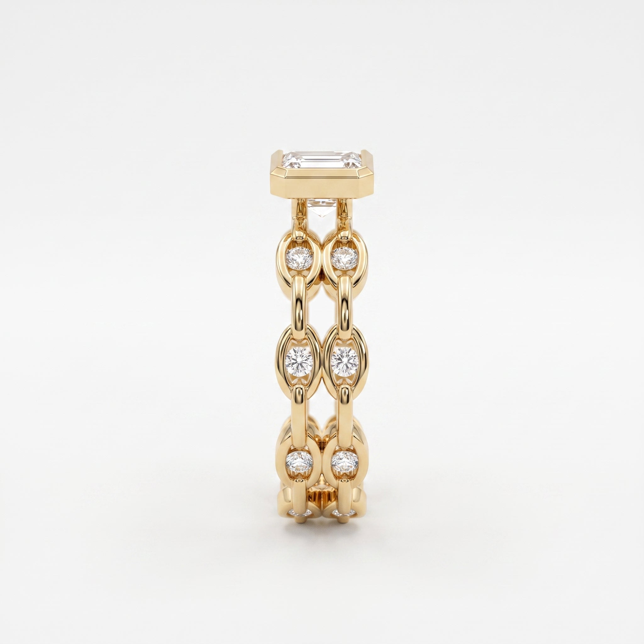 Elegance Statement Emerald-cut diamond Side Stone ring