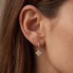 Classic Radiance Round Diamond Floral Drop Hoop Earrings