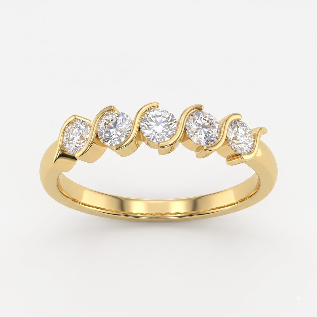 Modern Round Diamond Wave Setting Eternity Ring