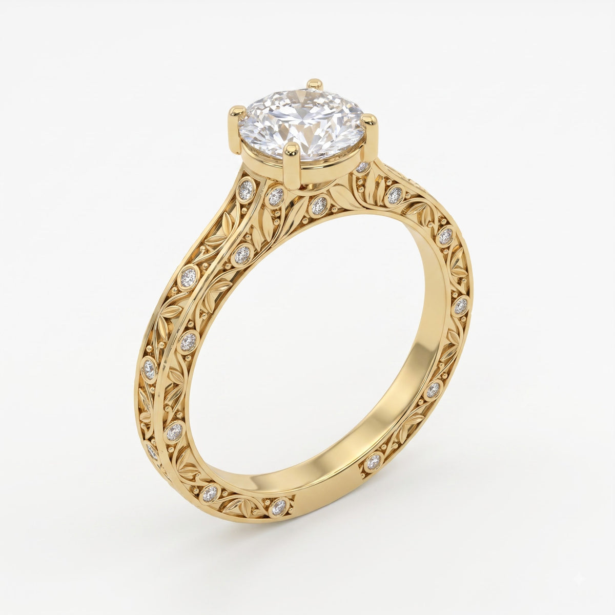 Lumière Heritage Round Cut Floral Filigree Vintage Ring