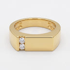 Modern Signet Men's Round Diamond Wedding Band
