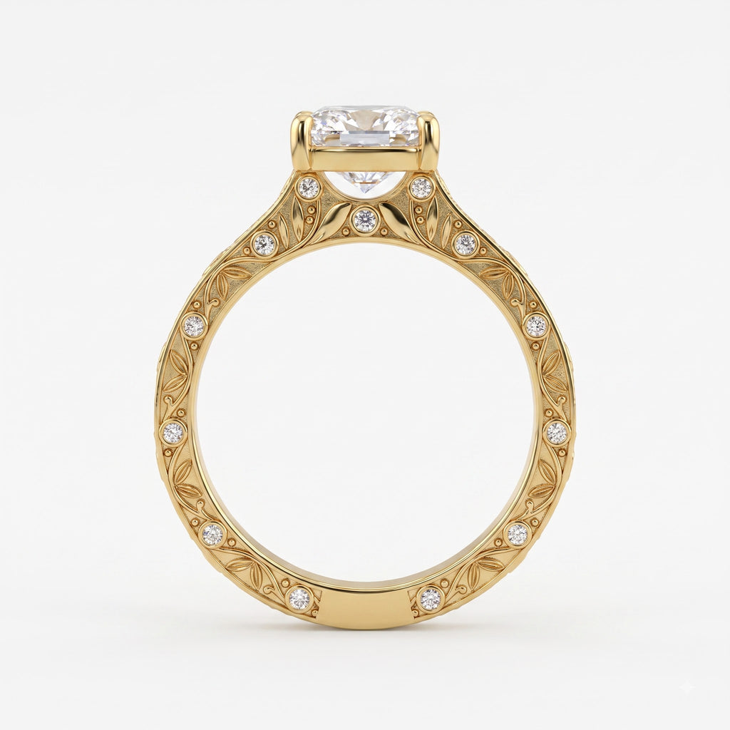 Élan Aurelia Fleur Long Cushion Diamond Vintage Ring