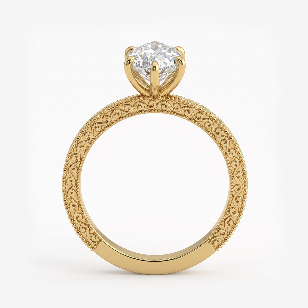 Valencia Vintage Dutch Marquise Diamond Hidden Halo Ring