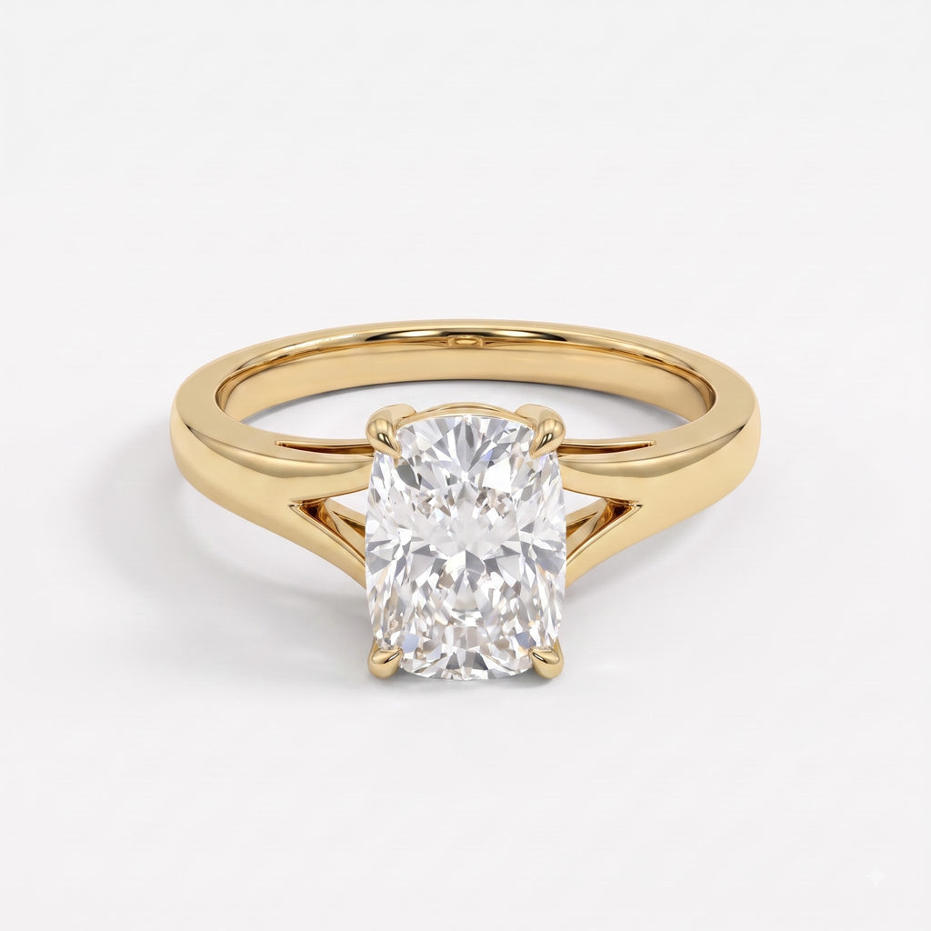 Elongated Long Cushion diamond Solitaire Ring