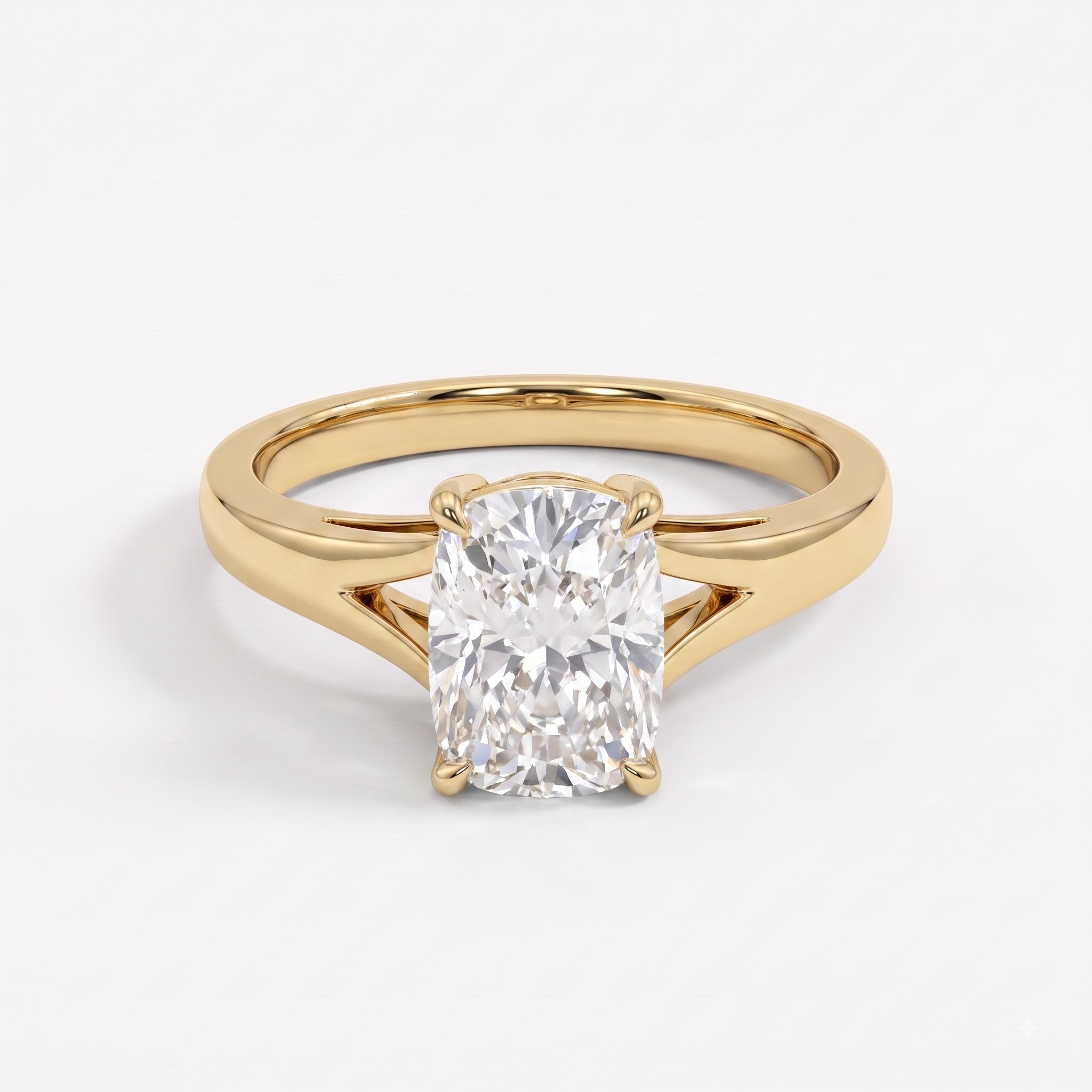 Elongated Long Cushion diamond Solitaire Ring