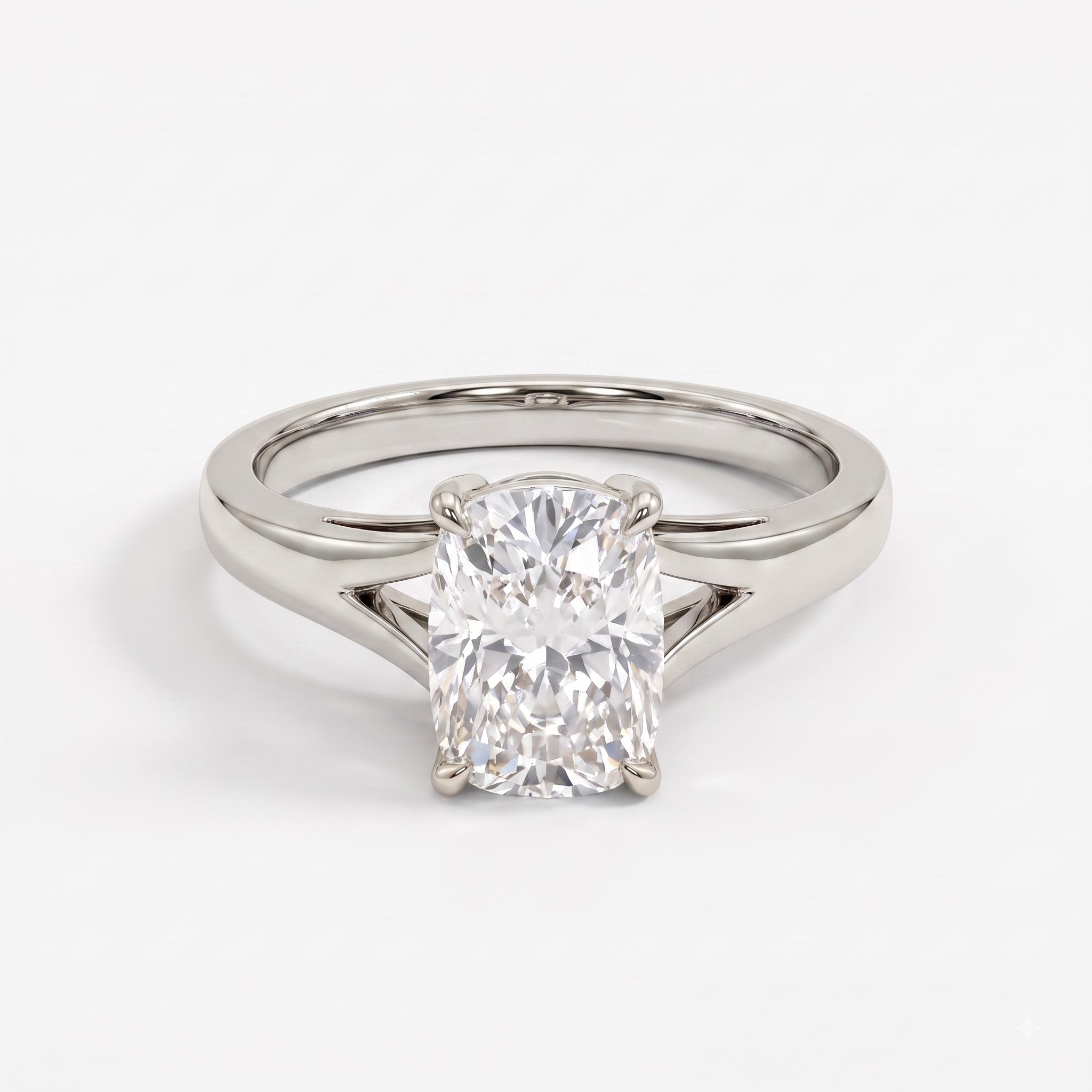 Elongated Long Cushion diamond Solitaire Ring