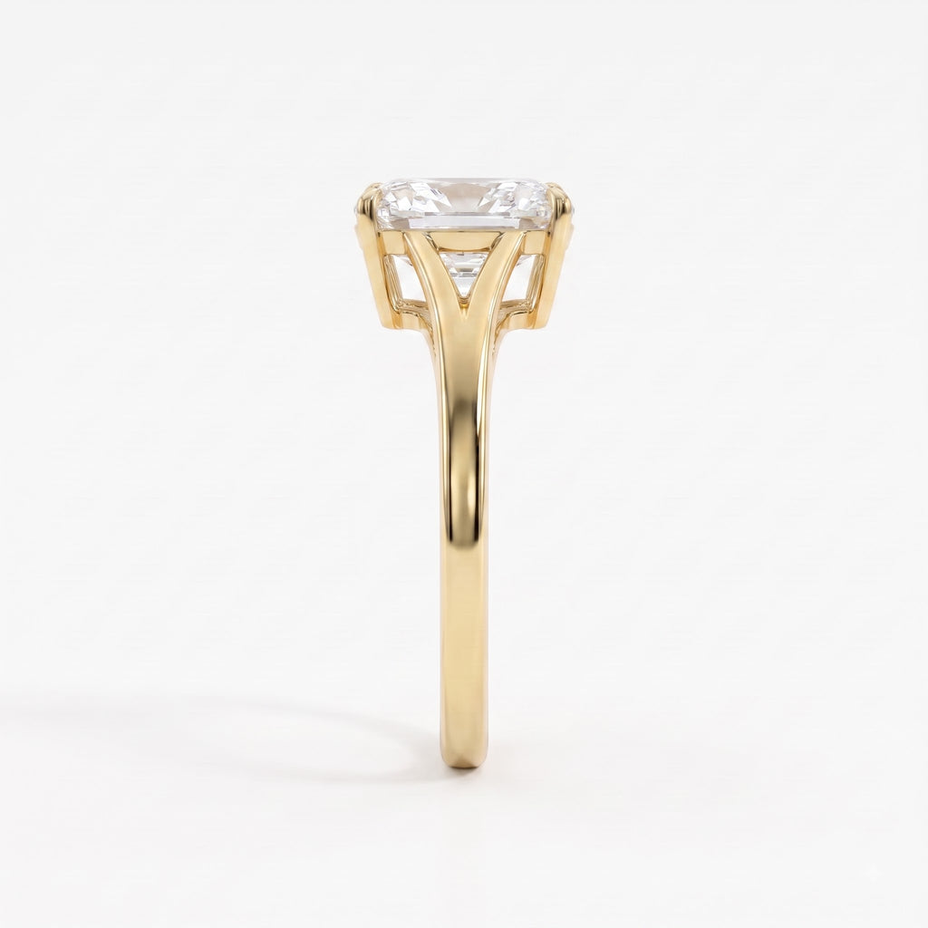 Elongated Long Cushion diamond Solitaire Ring