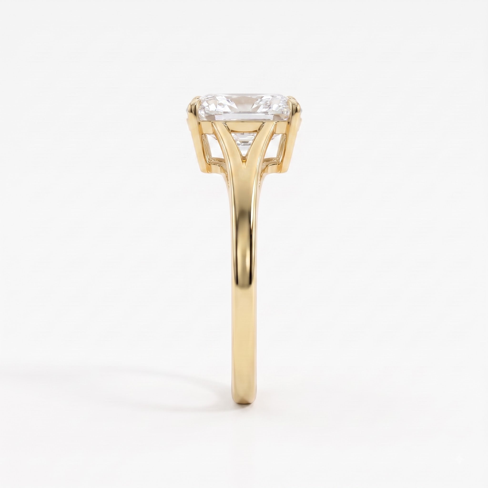 Elongated Long Cushion diamond Solitaire Ring