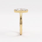 Luxury Bezel Set Long Cushion Diamond Solitaire Ring