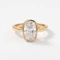Luxury Bezel Set Long Cushion Diamond Solitaire Ring