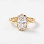 Luxury Bezel Set Long Cushion Diamond Solitaire Ring