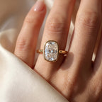 Luxury Bezel Set Long Cushion Diamond Solitaire Ring