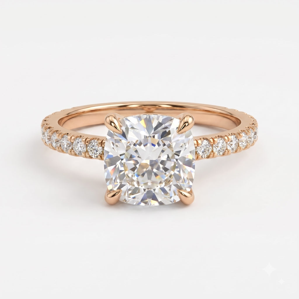 Modern Luxury Cushion Cut Lab Grown Diamond Engagement Ring