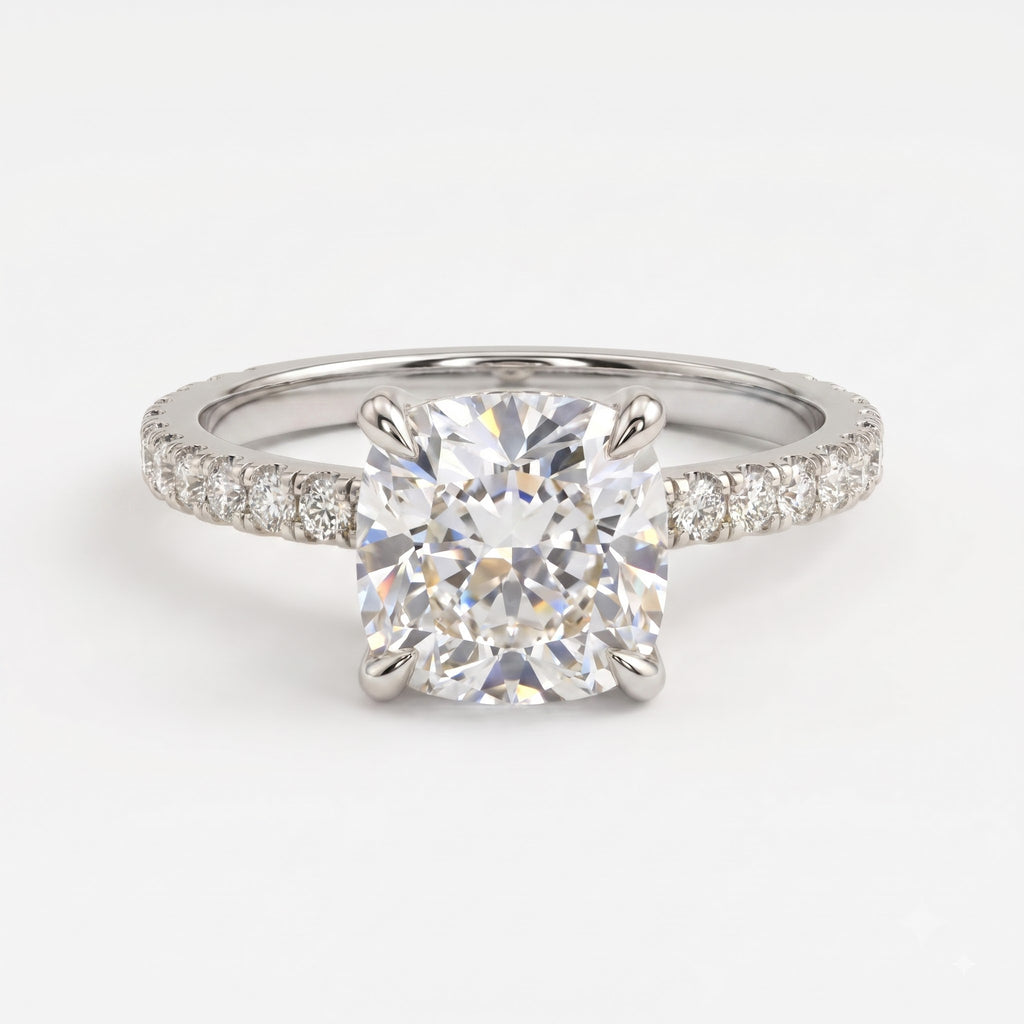 Modern Luxury Cushion Cut Lab Grown Diamond Engagement Ring