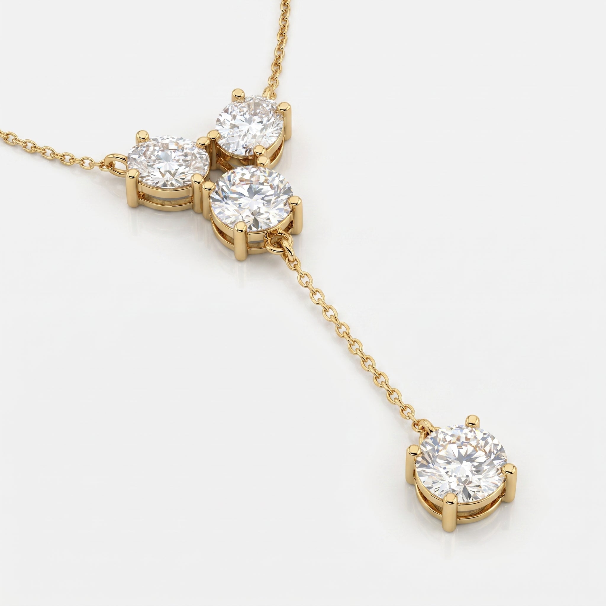 Round Brilliant Diamond Drop Pendant Necklace