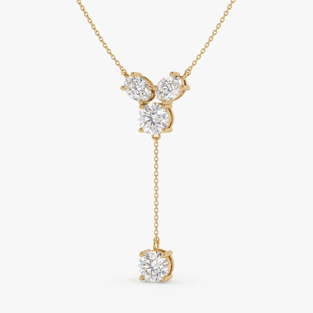 Round Brilliant Diamond Drop Pendant Necklace