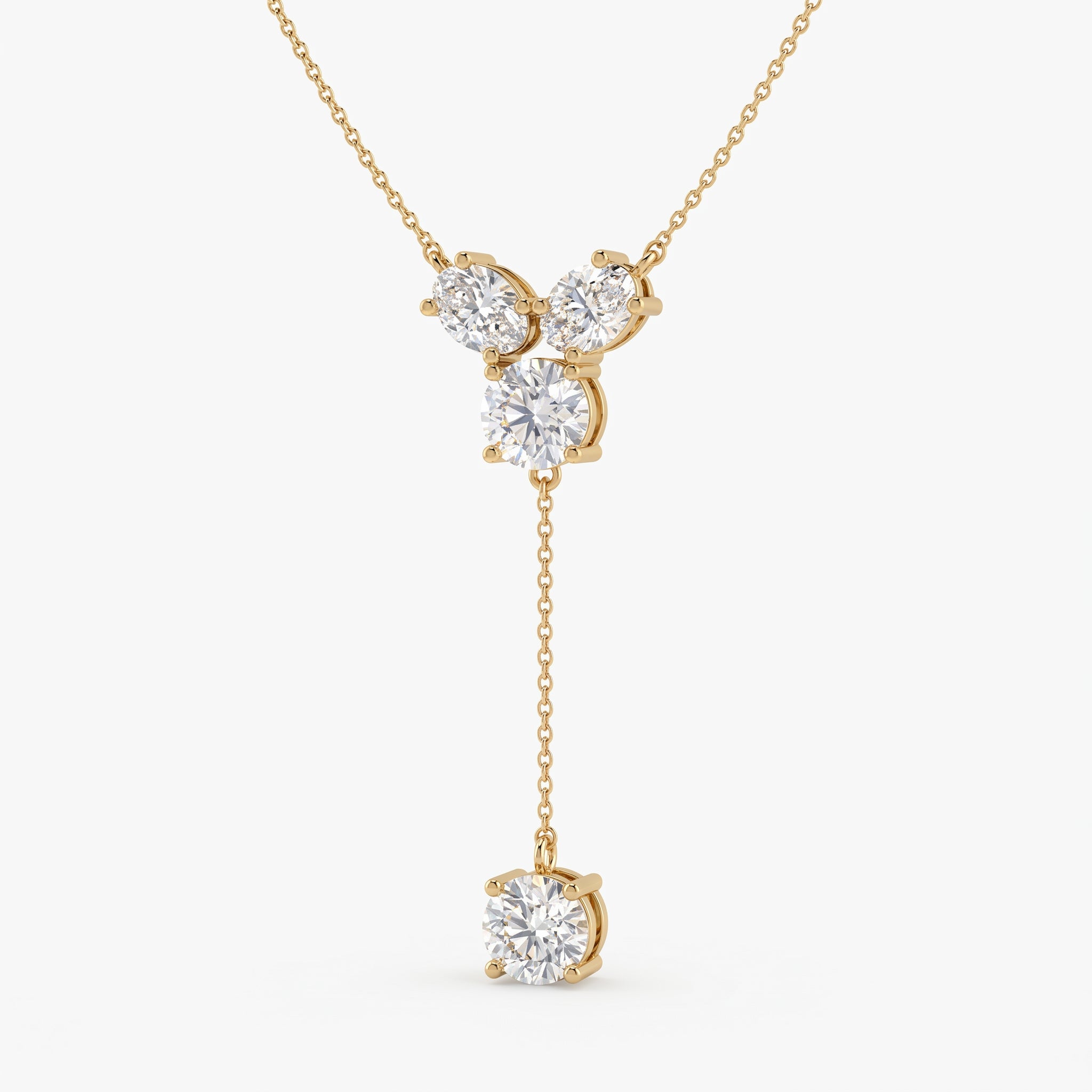 Round Brilliant Diamond Drop Pendant Necklace