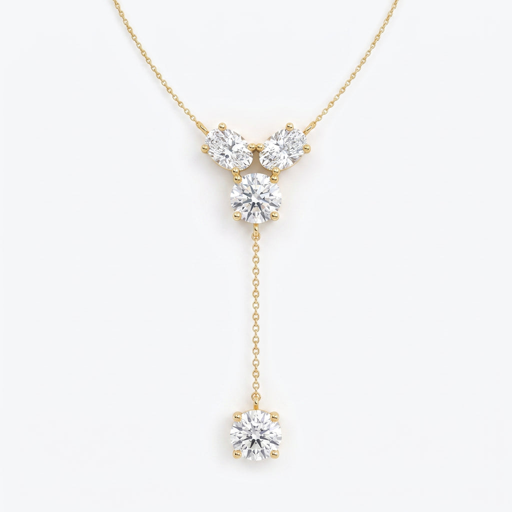 Round Brilliant Diamond Drop Pendant Necklace