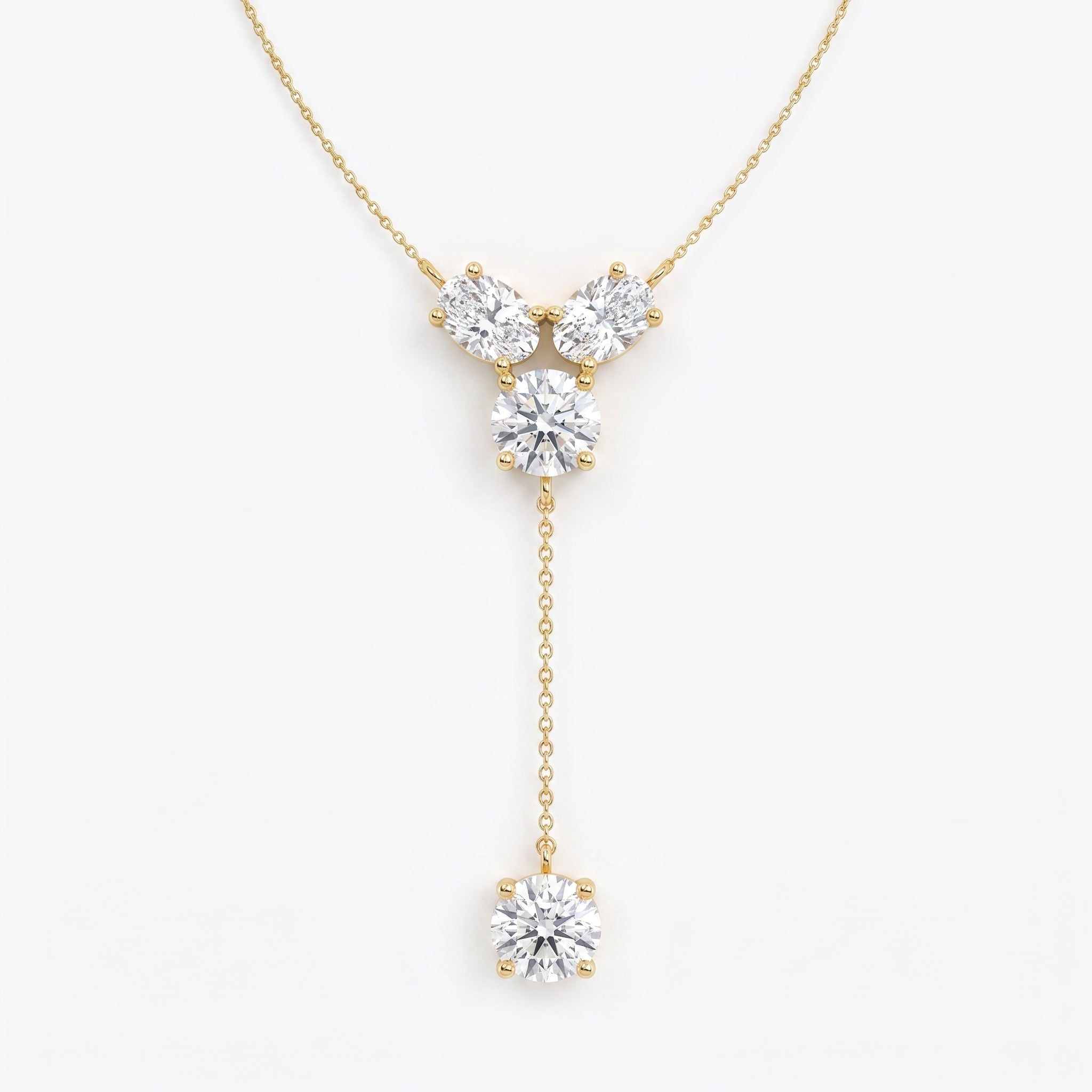 Round Brilliant Diamond Drop Pendant Necklace