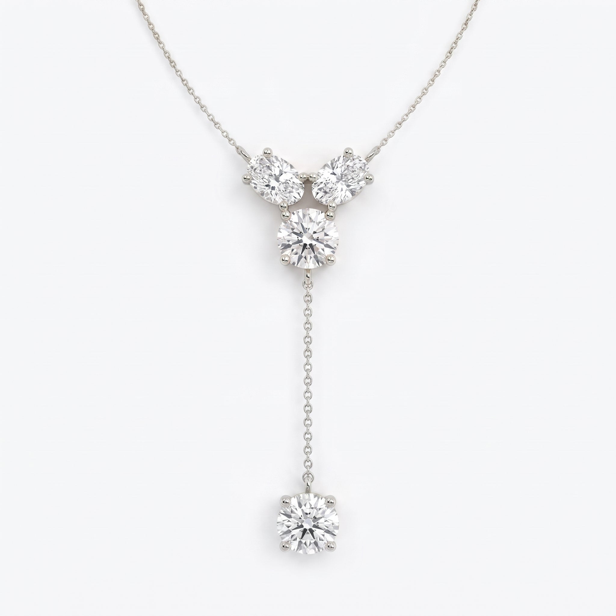 Round Brilliant Diamond Drop Pendant Necklace