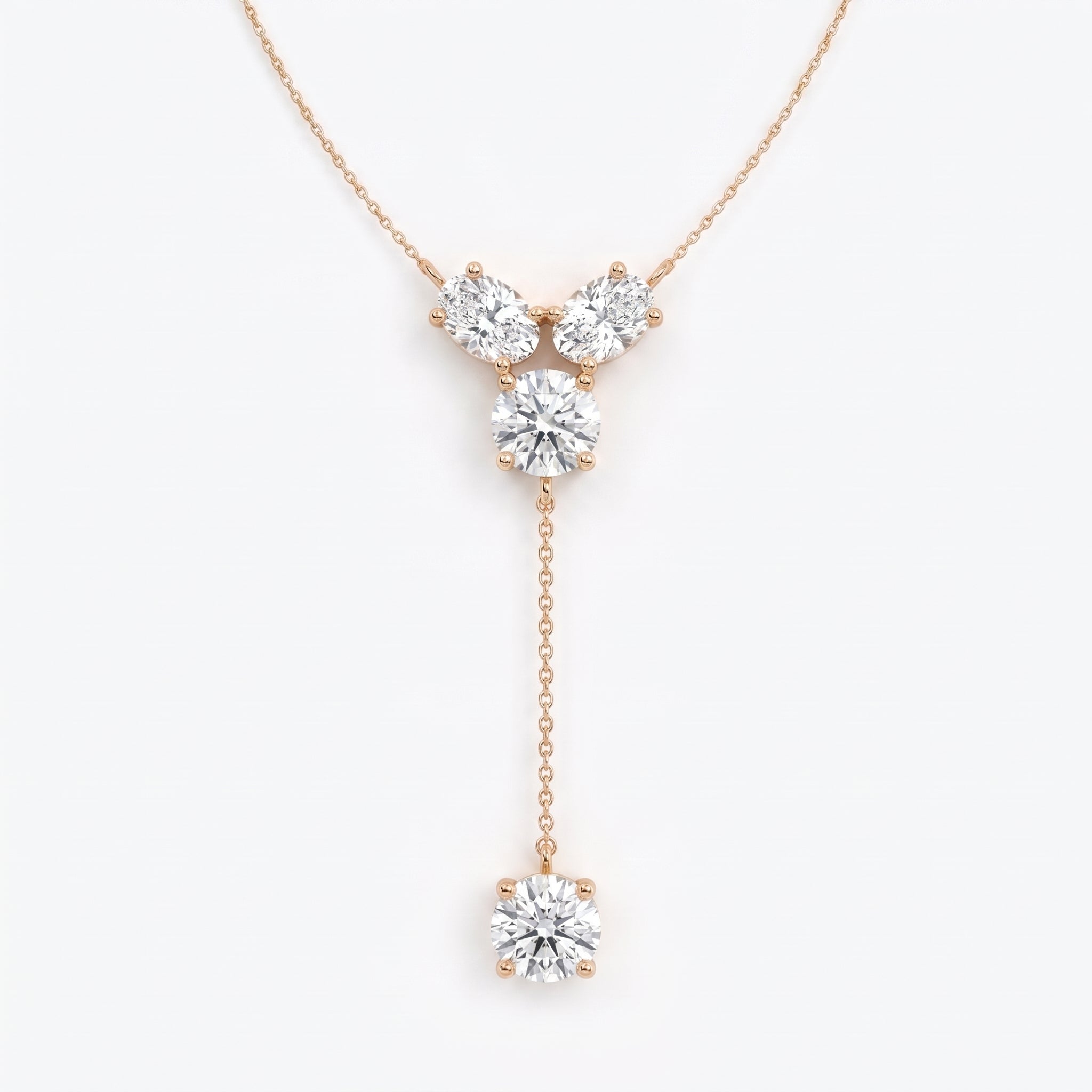 Round Brilliant Diamond Drop Pendant Necklace