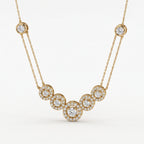 Elegant Round Brilliant Halo Design Fashion Necklace