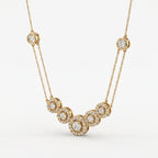 Elegant Round Brilliant Halo Design Fashion Necklace