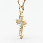 Celestial Radiance Round Diamond Cross Pendant Necklace
