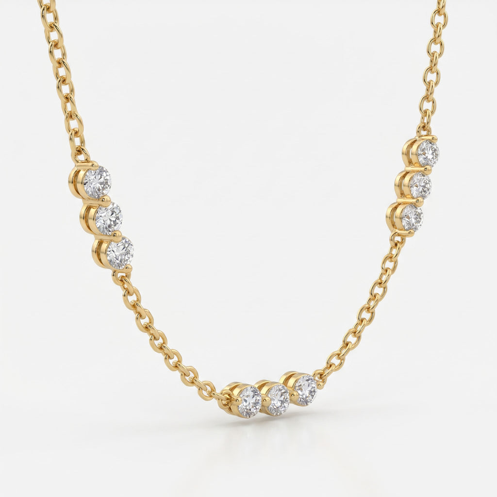 Timeless Elegance Sparkle Grace Round Diamond Fashion Necklace