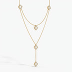 Celestia Luxe Double-Layer Geometric Round Diamond Fashion Necklace