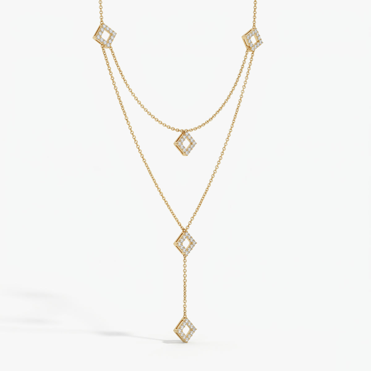 Celestia Luxe Double-Layer Geometric Round Diamond Fashion Necklace