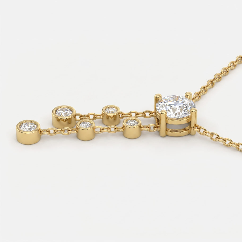 Aurelia Luxe Radiance Round Diamond Drop Fashion Necklace