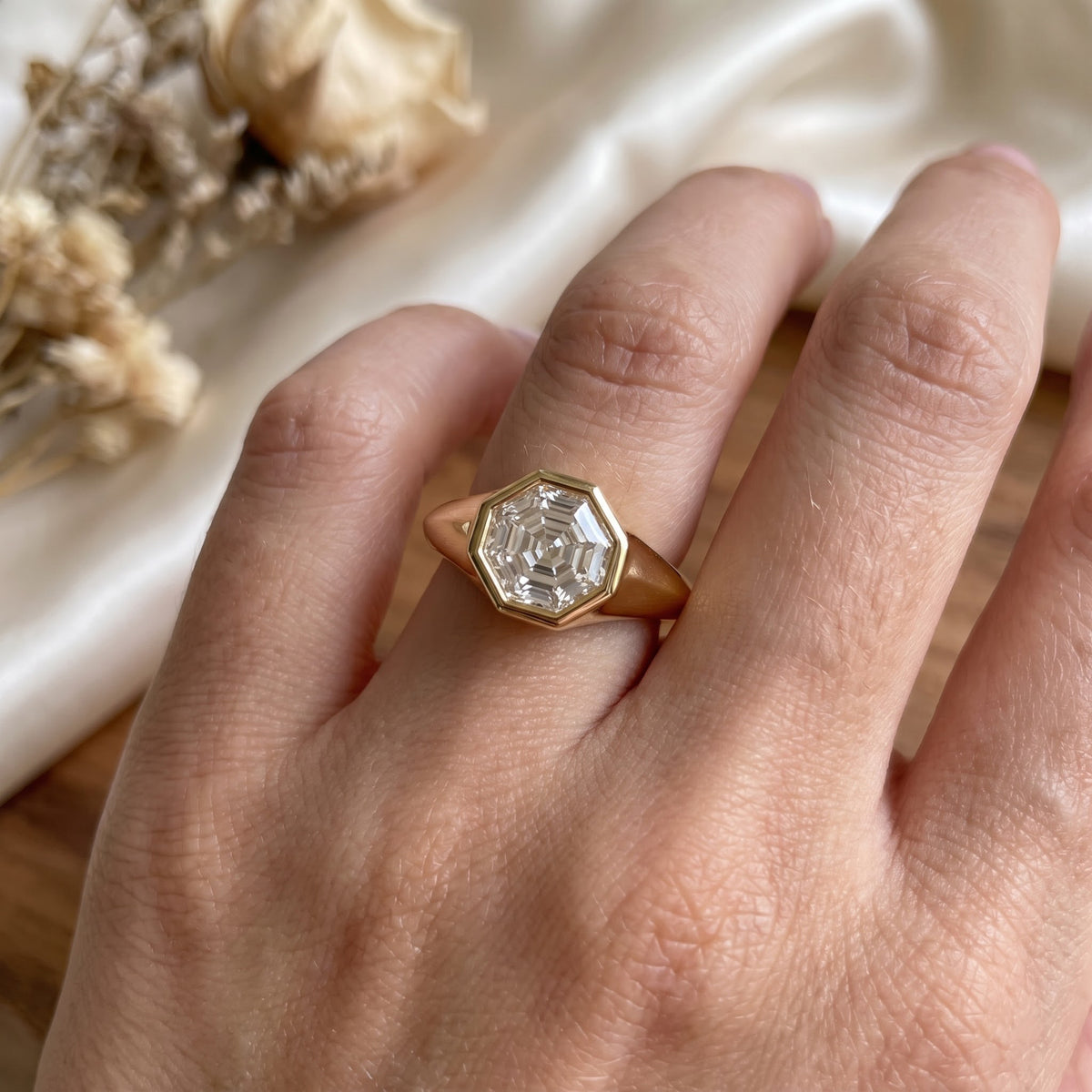 Modern Heirloom Asscher Cut Diamond Solitaire Ring
