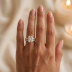 Celestia Luxe Emerald-Cut Diamond Hidden Halo Ring